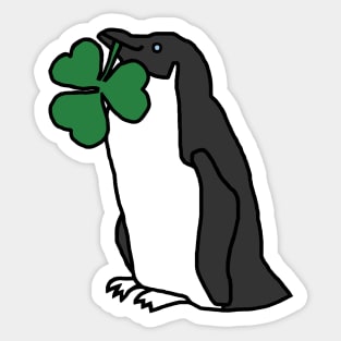 Saint Patricks Day Penguin with Shamrock Sticker